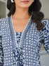Navy Blue Pure Cotton Yoke Embroidery Floral A-line Kurta